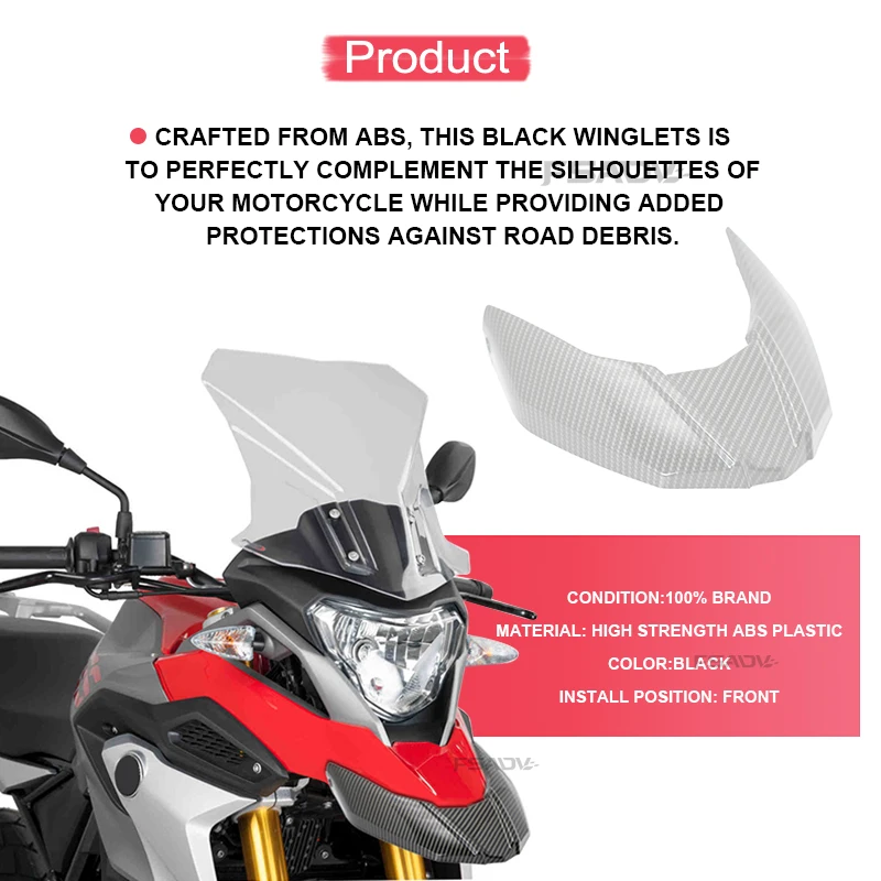 For BMW G310GS G 310 G310 GS 2017-2023 2022 Carbon Fairing Winglets Front Fender Beak Extension Wheel Cover