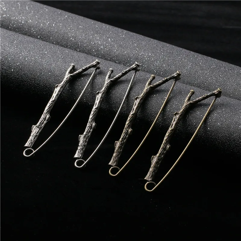 New Fashion Large Brooches Twig Feather Decoration Vintage Bronze Brooch Female Sweater Scarf Buckle Cardigan Men\'s Suit Big Pin