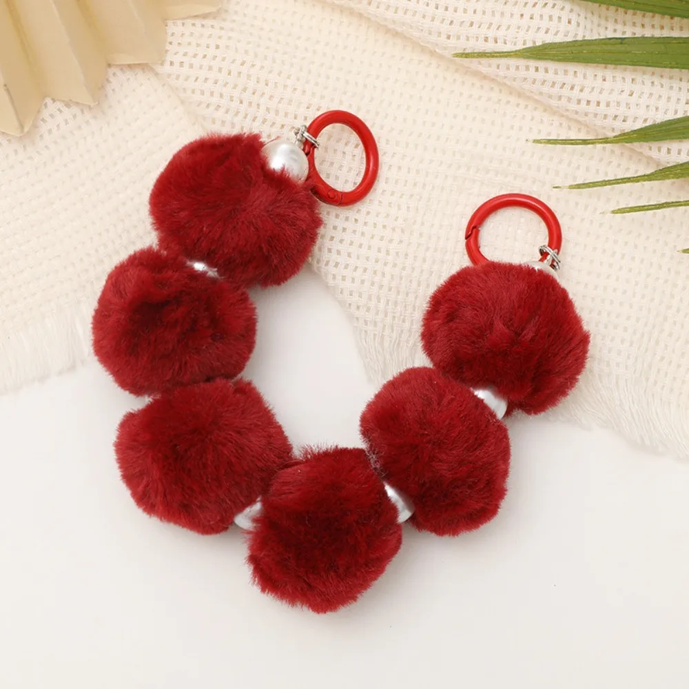 Colorful Plush Ball Mobile Phone Hanging Rope Cute Sweet Wrist Strap Anti Lose Key Chain Bag Pendant Mobile Phone Accessories