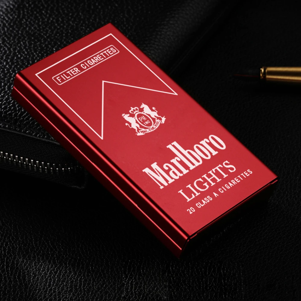 Fashion Automatic Cover Metal Slender Cigarette Case Holder 20 Sticks Aluminum Alloy Women Sliding Cover Cigarette Box