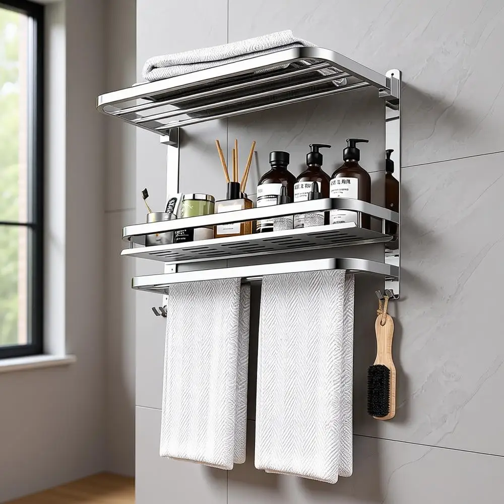 

Складная настенная вешалка для полотенец из нержавеющей стали (22,8 дюйма) для ванной комнаты и душа