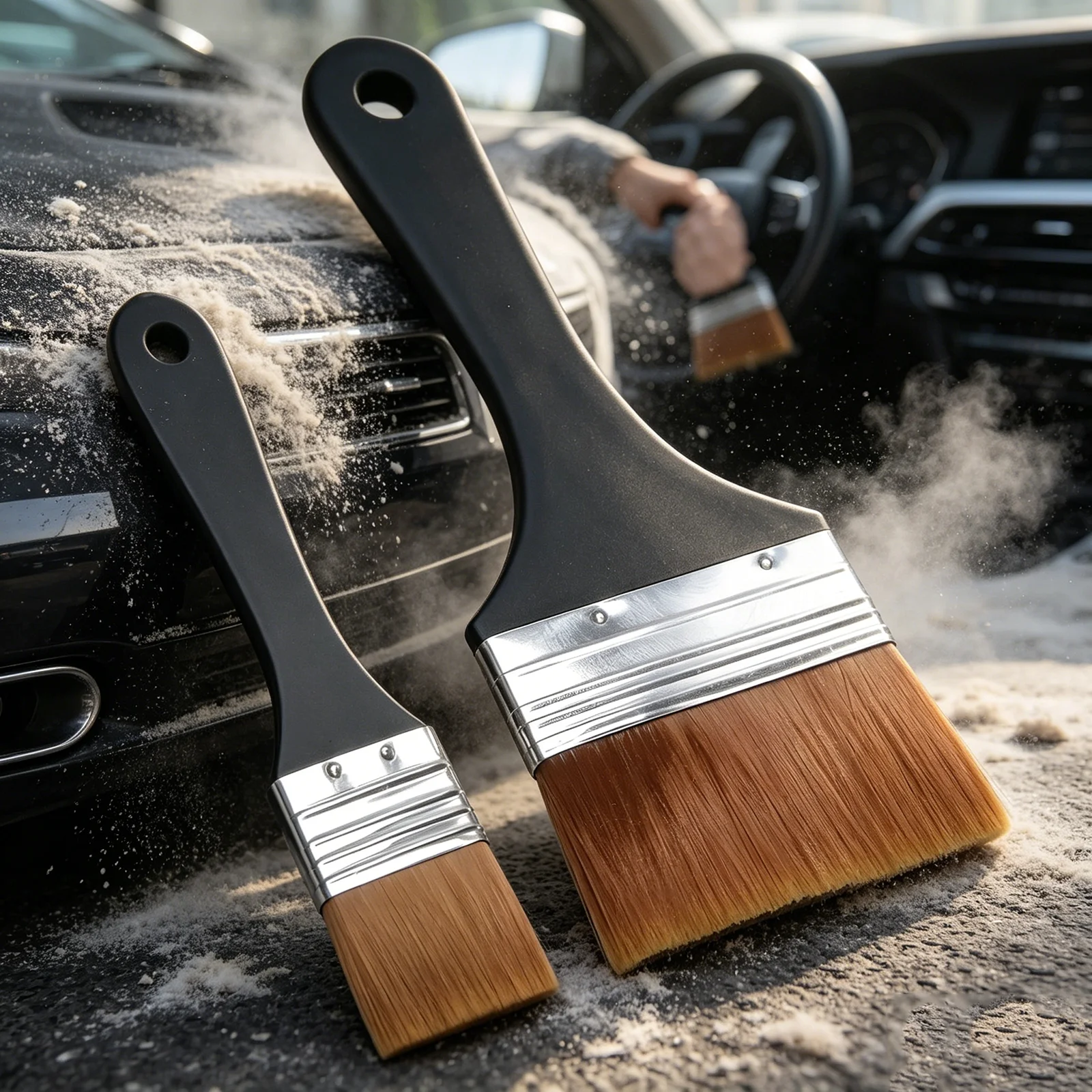 2Pc professional cleaning of floating dust, oil stains and debris in the gaps of the engine compartment