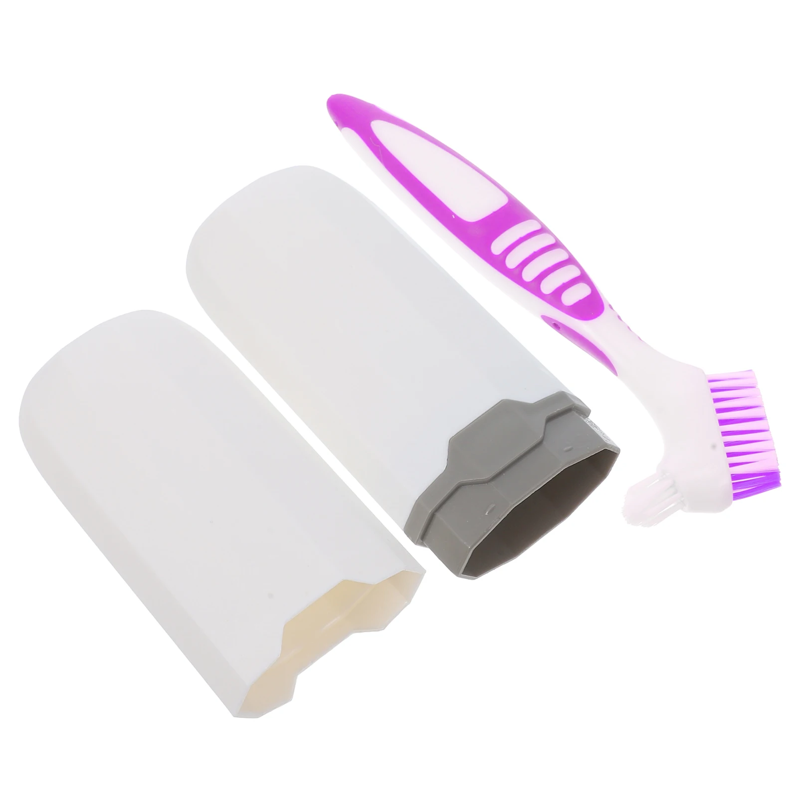

Denture Toothbrush Storage Box Holders Double Sided Bristles Purple Pp Covers Child