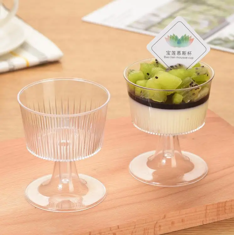 Clear Transparent Dessert Pudding Bowl Ice Cream Cup for Birthday Party Holiday Dinner Disposable Tableware SN4065