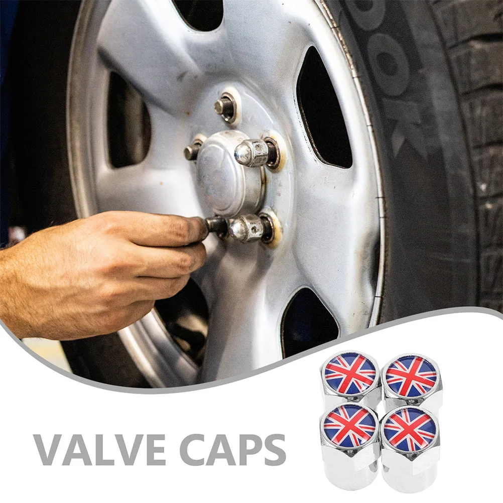 8 قطعة قبعات جذع الصمام المناسب العالمي المملكة المتحدة العلم نمط اكسسوارات السيارات خفيفة الوزن أنيقة حماية لغطاء صمام عجلة الإطارات #3