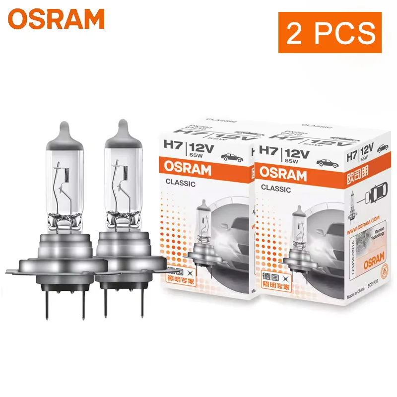 OSRAM-bombilla halógena para faro delantero de coche, lámpara antiniebla, 2 piezas, H1, H3, H4, H7, 3200K, 12V, línea Original, color amarillo, OEM,