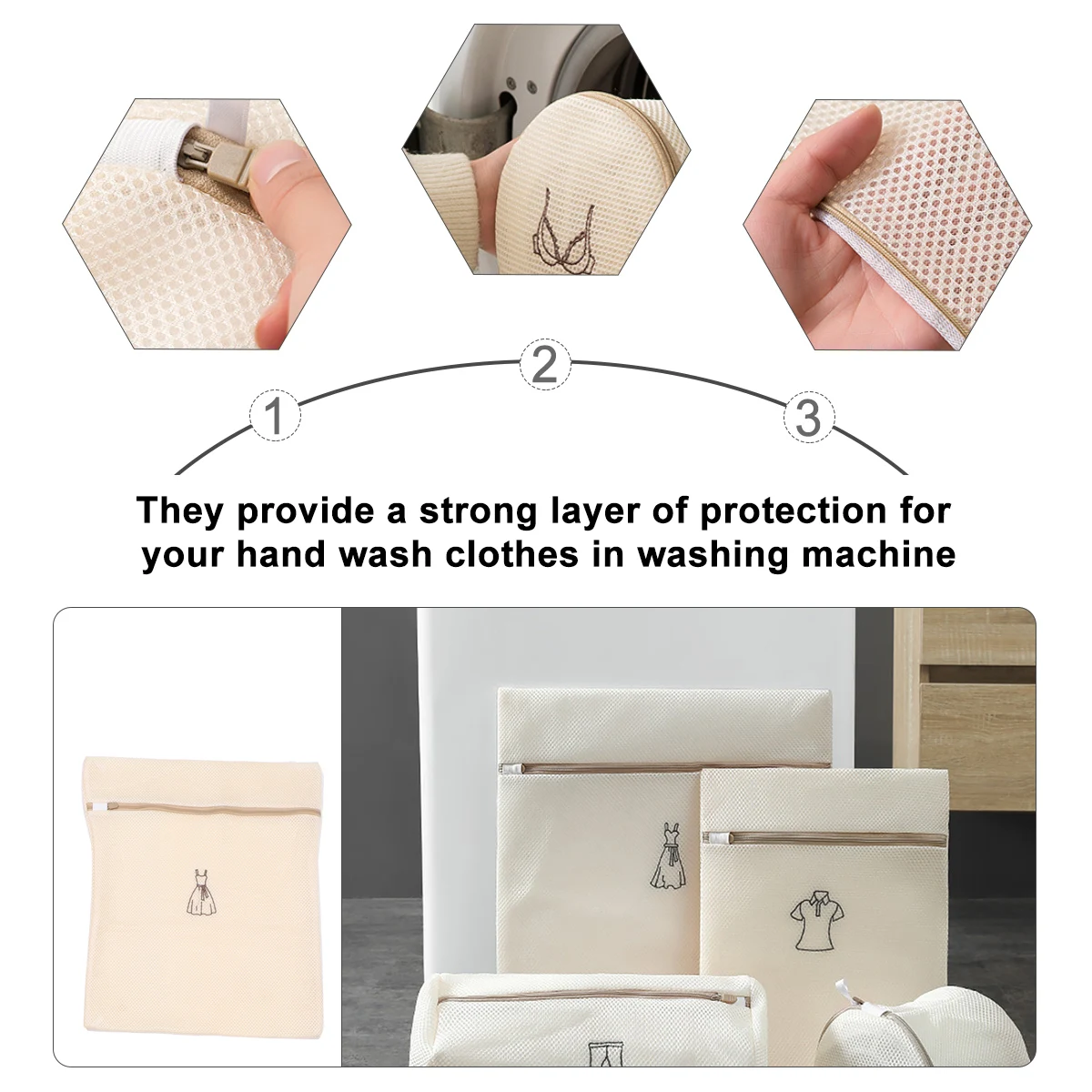 

6 pcs Wash Care Bag Set Thickened Mesh Laundry Bags For Delicates Bra Underwear Sweaters Coats Protection Deformation Color