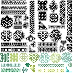 2Pcs Celtic Knot Clear Rubber Stamps Reusable Trinity Knot Frame Transparent Silicone Stamp Seals Vintage for St.Patrick Easter