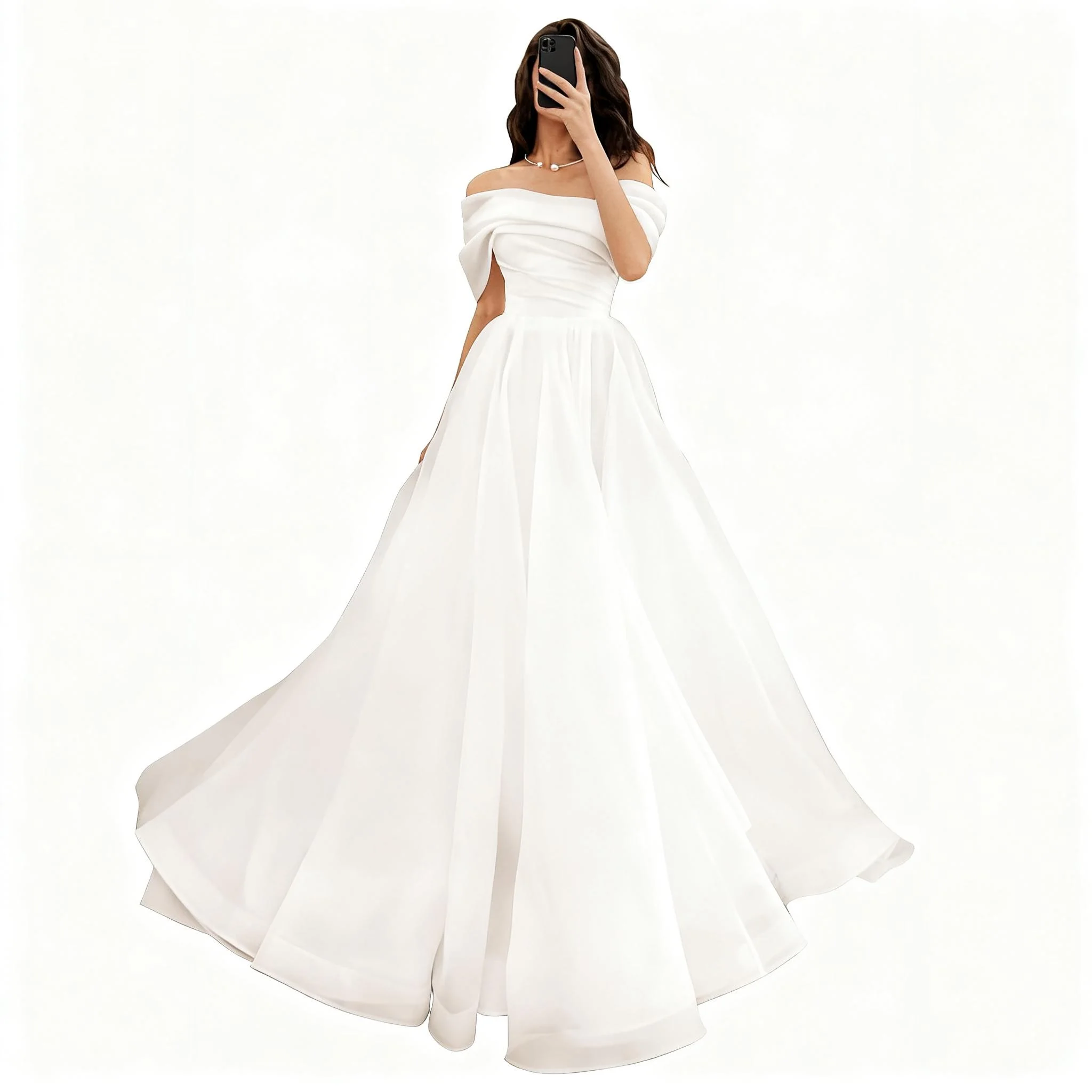 

Customed A Line Wedding Dresses Elegant Off The Shoulder Organza Bridal Grown Made 2026 Vestido De Noival
