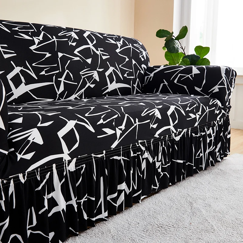 Nadruk geometryczny sofa spódnica pokrywa ochraniacz na sofę stretch slipcover dla 1/2/3/4 pokrowiec na kanapę corver narzuta na sofę