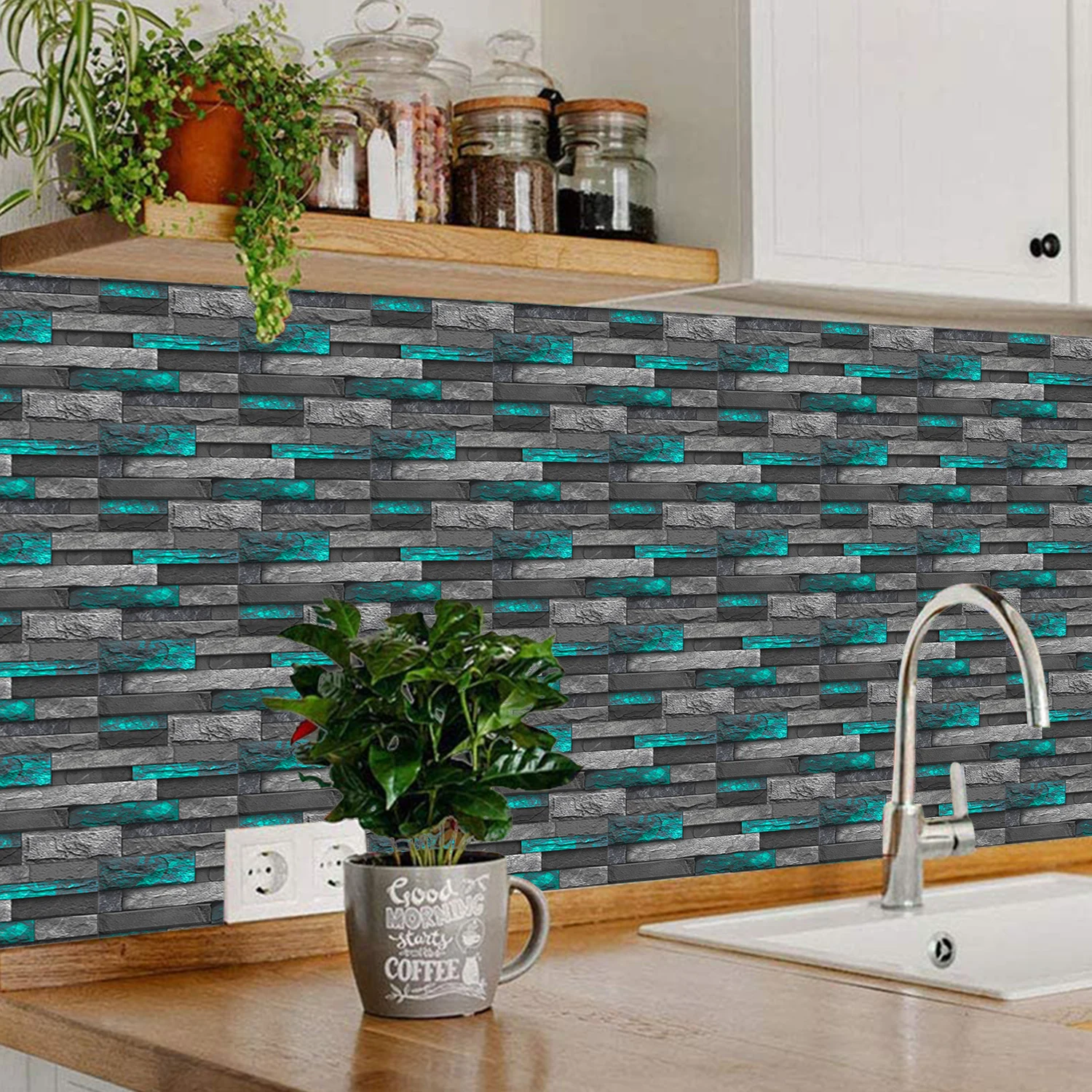 20/10pcs Imitation Stone Tile Wall Sticker Vinyl Wallpaper Home Decoration For Kitchen Bathroom Self-adhesive Waterproof Decals