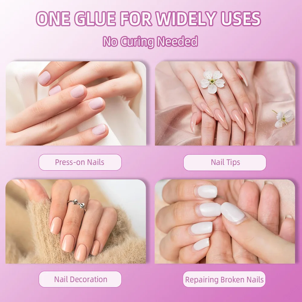 The Best-Selling Nail Glue for Attaching Rhinestone Accessories, a Strong Nail Tip Adhesive with a Brush, 8ml Fast-Drying Nail Glue