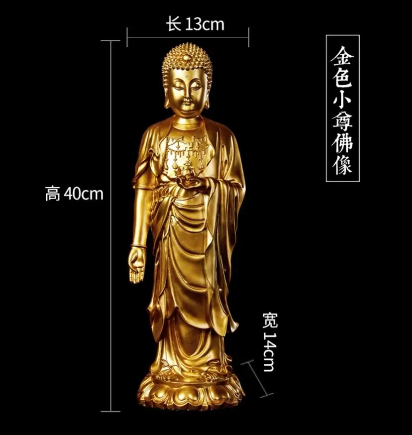 Wholesale Buddha figure # 40cm Efficacious HOME family Protection Talisman Buddhism golden Amitabha Amitayus Ceramic statue