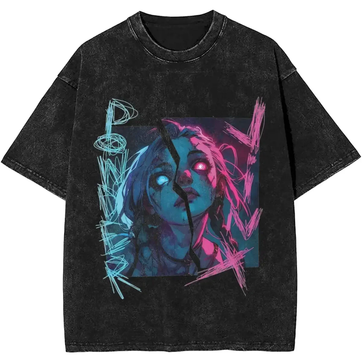 Männer Frauen T Shirt Jayce Caitlyn Viktor Jesus Vi Sevika Arcane Charakter Gewaschen T-Shirt Harajuku Sommer T Klassische Kleidung Top