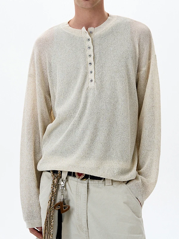 

Retro American Casual Ne Hollow Knitted T-irt Men's Loose High Sensation Sunscreen Top Faionable Breathable Polyes...