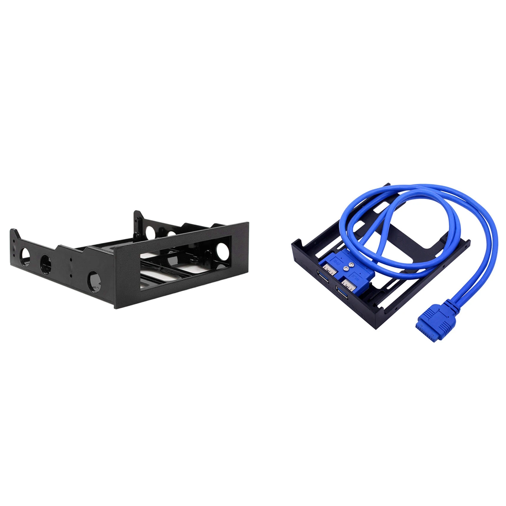 

AB97-1 Pcs 3.5 To 5.25 Hard Drive Drive Bay Front Bay Bracket Adapter & 1 Pcs 2 Ports USB 3.0 Front Panel Floppy Disk Bay