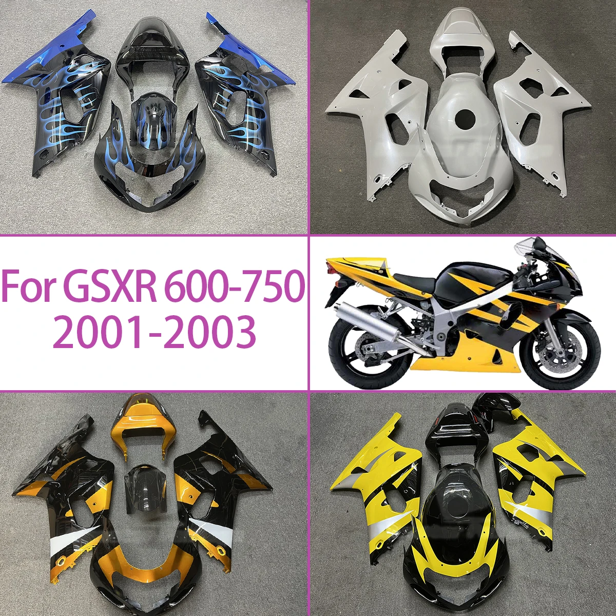 

Доступны различные комбинации цветов, комплект обтекателей для SUZUKI 2001-2003 GSXR 600-750, комплект обтекателей 01 02 03 GSXR600 GSXR750