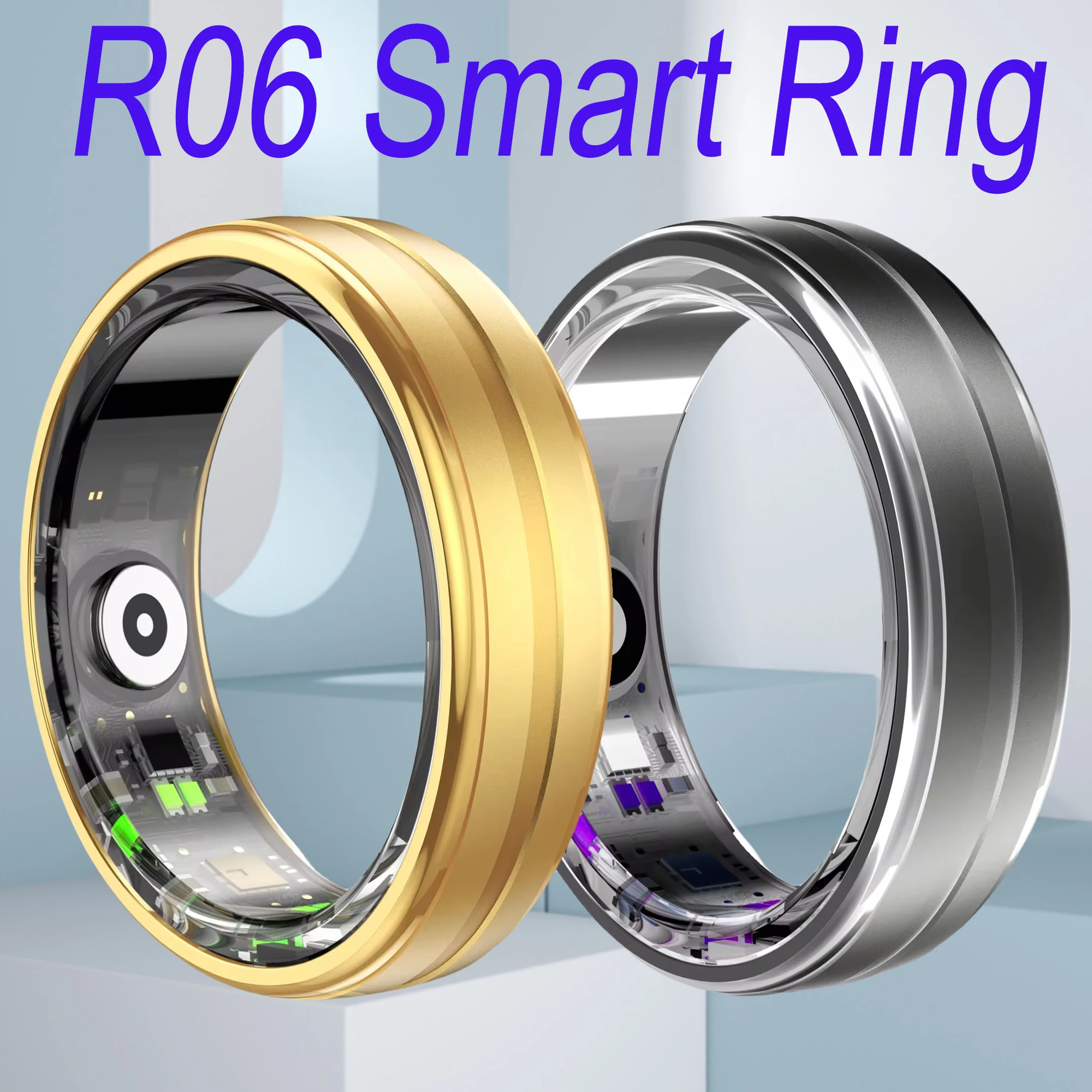 Smart Rings R06 Men Women Blood Oxygen Heart Rate Multipe Sport Mode Sleep Monitoring IP68 water proof Titanium Steel Finger Rin