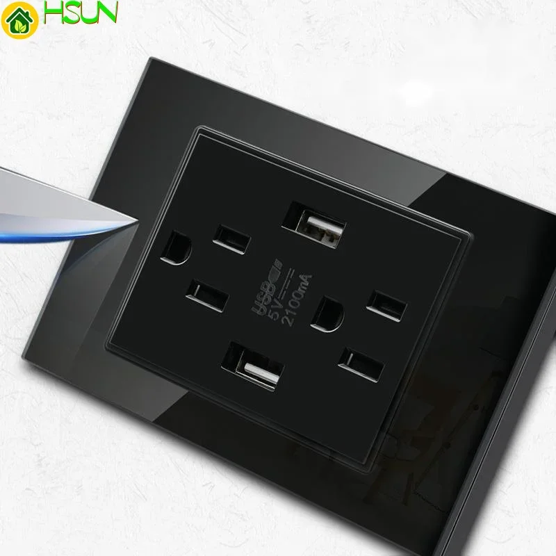 كندا الولايات المتحدة الأمريكية البرازيل تايلاند إيطاليا القياسية USB رمادي الزجاج المقسى التبديل المقبس 118/120 نوع المكسيك لوحة مقابس الحائط dimming16A