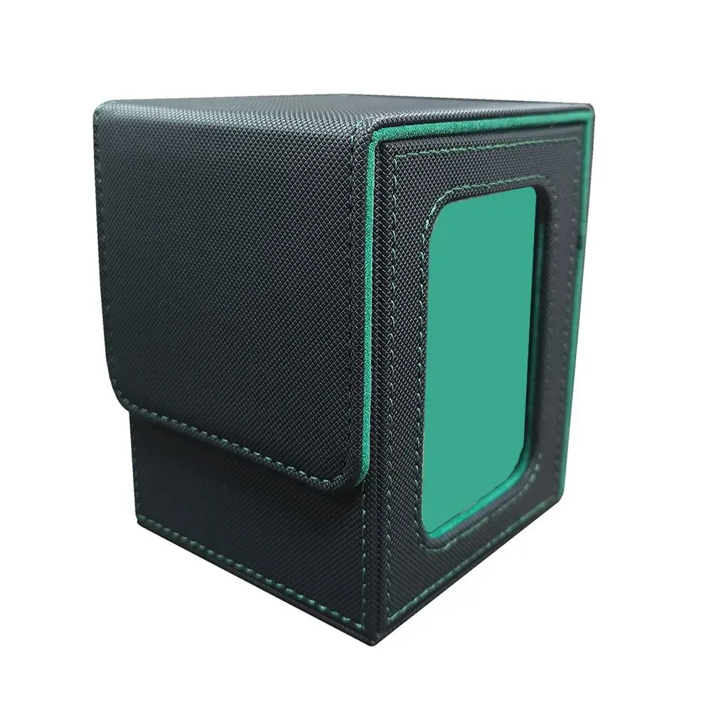 Fashion PU Leather Card Deck Box Flannel With Window Window Collection Box Collection Card Stacking Storage Box