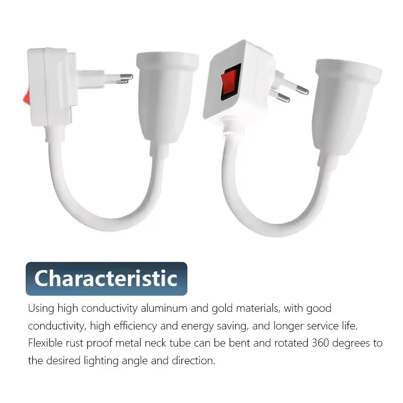 Direct Plug-in Rotary Lamp Head E27 Socket Lamp Bulb Holder with Switch EU Plug Lamp Holder LED Table Lamp Led Base Lamp Base