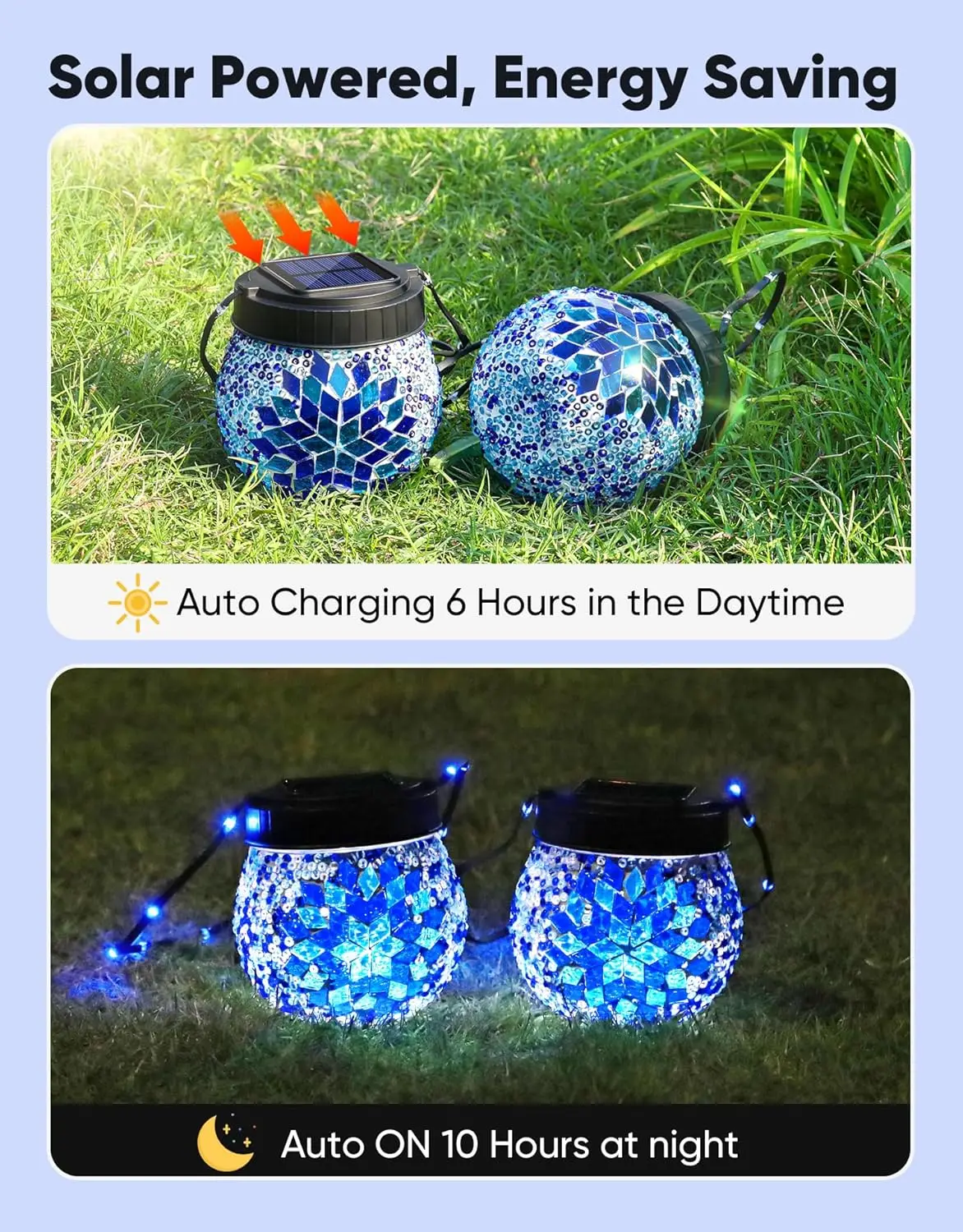 6 عبوات من الفوانيس المعلقة بالطاقة الشمسية، وأضواء خارجية مقاومة للماء للحديقة والفناء وديكور العطلات