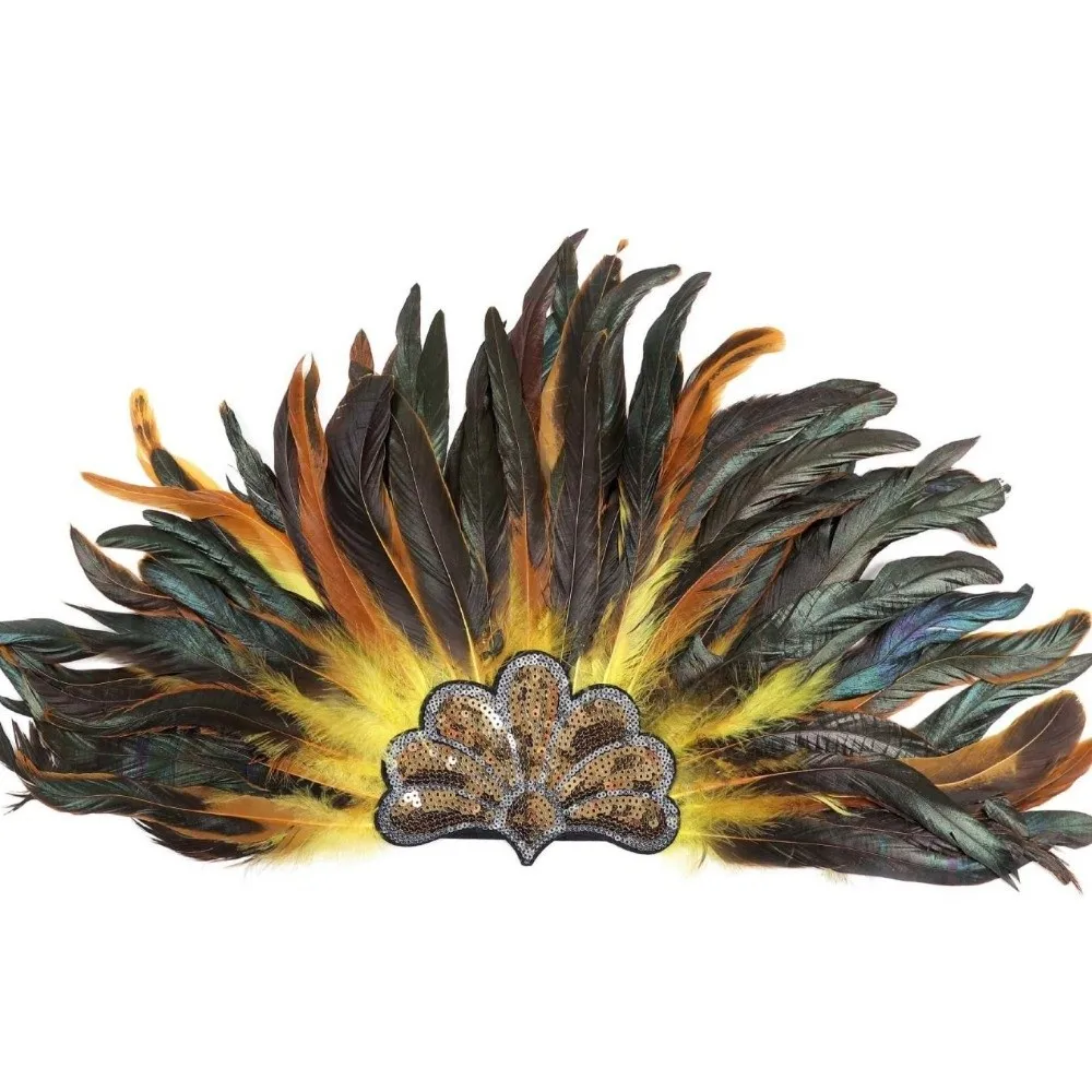 

Fashion Colorful Feather Headpiece Stage Performance Decorative Feather Headdress Brazilian Carnival Hair Band Carnival Events