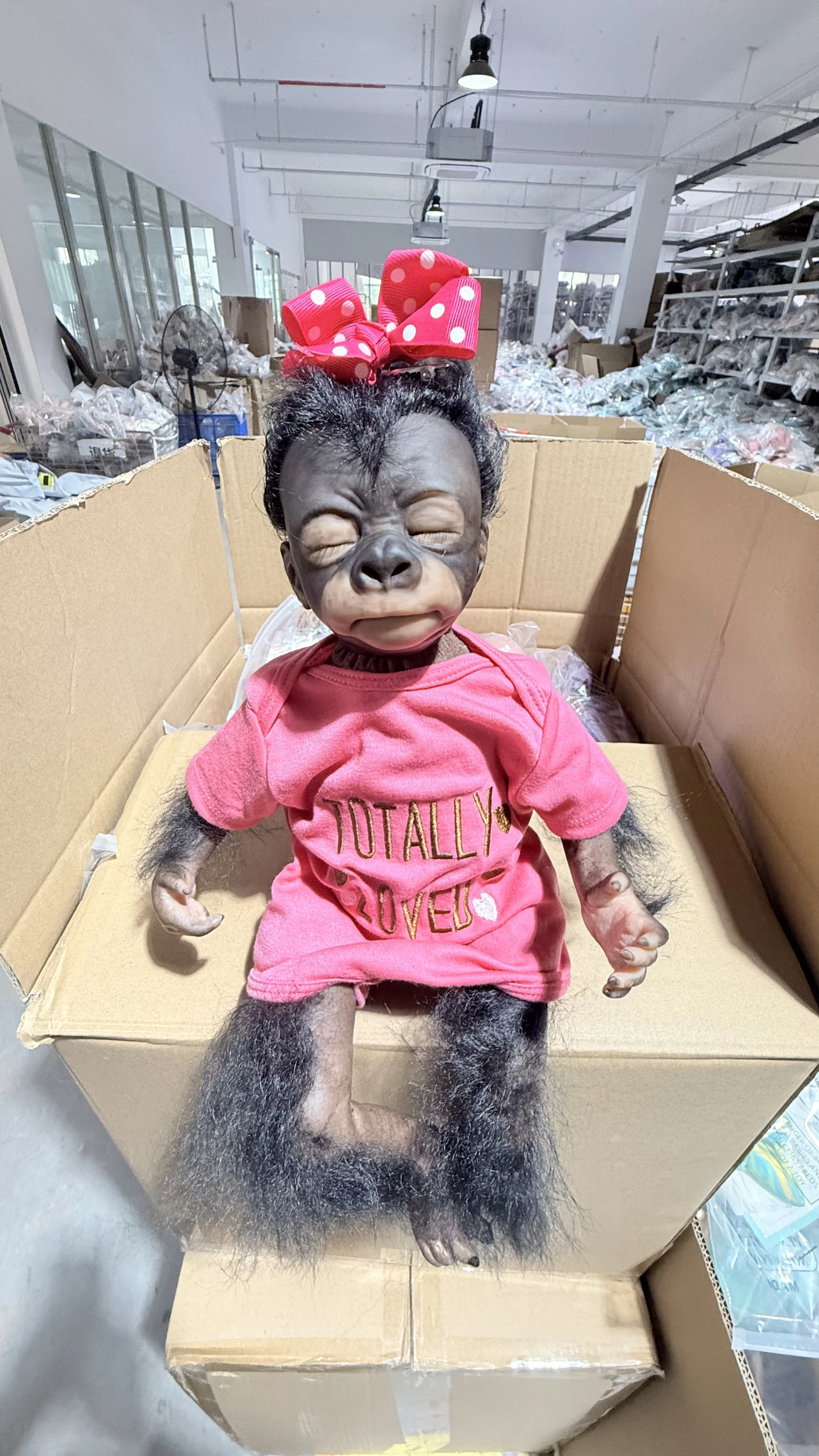 

NPK 45CM Reborn Baby Orangutans Cute Doll Handmade Detailed Painting Premie Size Black Monkey Collectible Art Doll