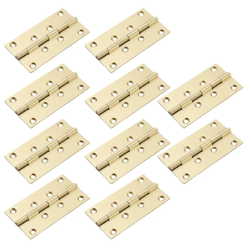 

A25F-Brass Hinge Set-10 Pieces Brushed& Sealed For Jewelry Box Doors Kitchen Cabinets Copper Small Box Decorative Accessories