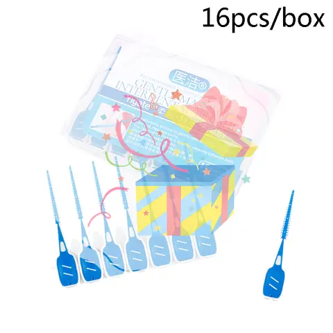 16개입 치간 칫솔 치실 치아 구강 관리 도구