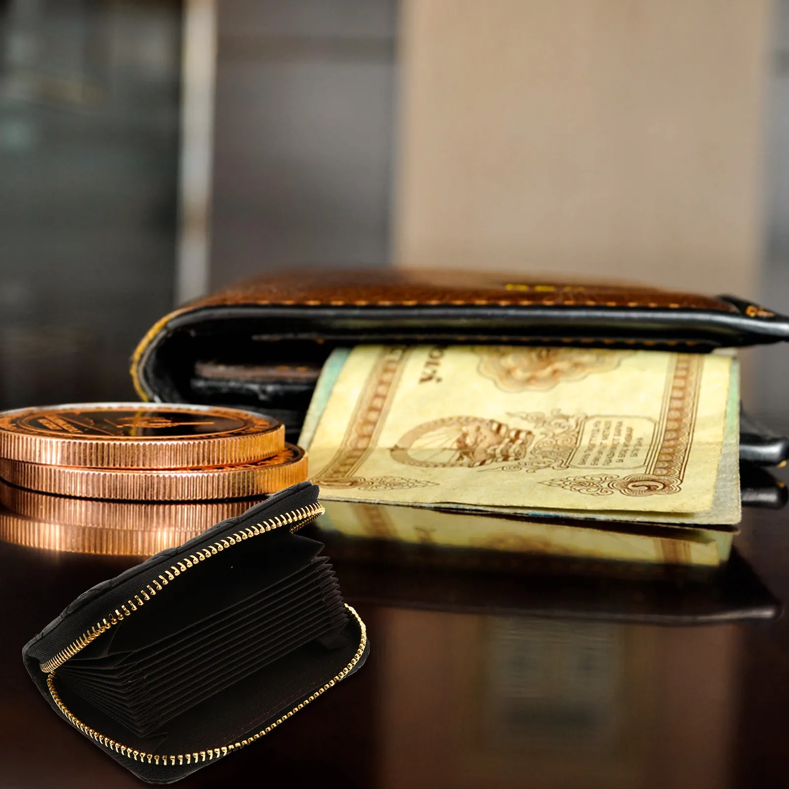 

1 шт. сумка для карт из искусственной кожи с ромбовидным узором, многофункциональный кошелек-органайзер на молнии для банковских карт, монет, мелочи