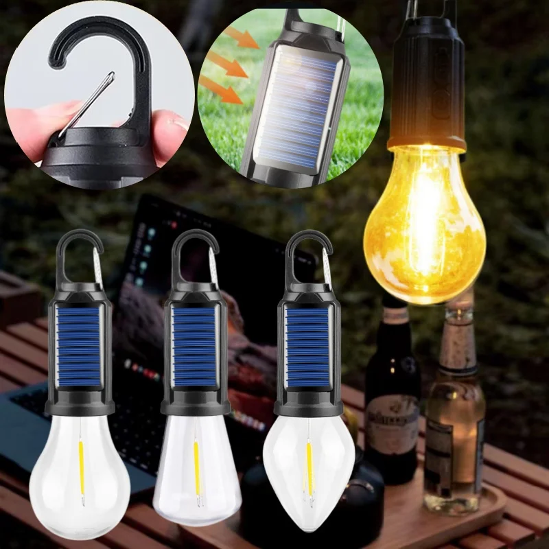 

Уличный солнечный светильник для кемпинга, декоративная лампа, перезаряжаемая подъемная лампа для кемпинга, винтажный светильник для палатки, окружающий свет, вольфрамовый свет