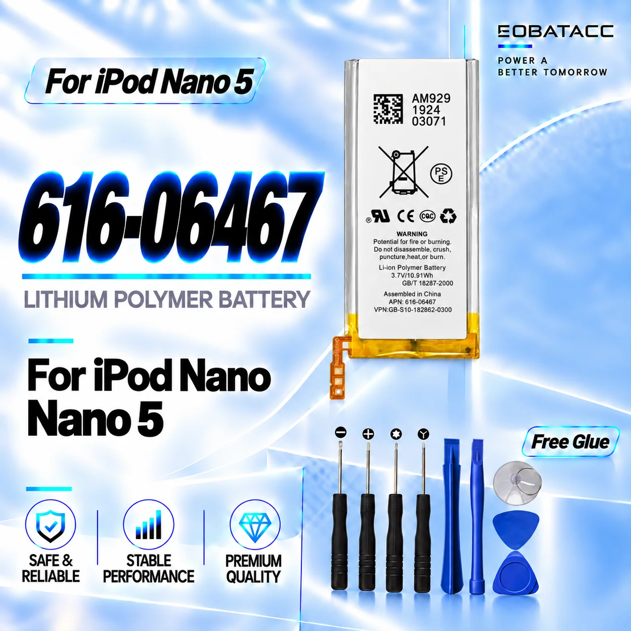 New 616-06467  Replacement Battery For iPod Nano 5 Generation nano5 Long-lasting +Free Tools