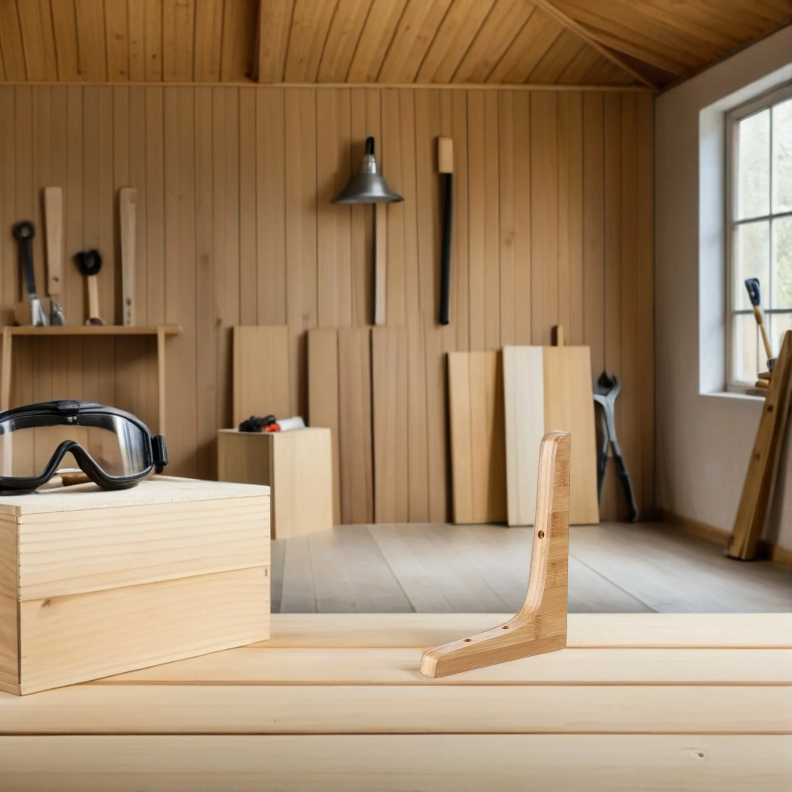 2 قطعة رف جدار قوس مثلث خشبي دعم للأرفف العائمة ديكور غرفة مكتب المنزل عرض تخزين رف خشبي قوس #5