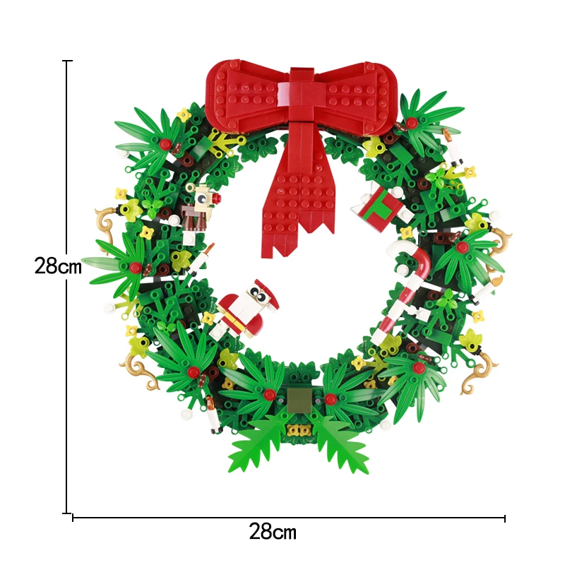 MOC Winter City Street Snow House Building Blocks Christmas Tree Wreath Church Figures Scene  Assemble Model Bricks Kid Toy Gift