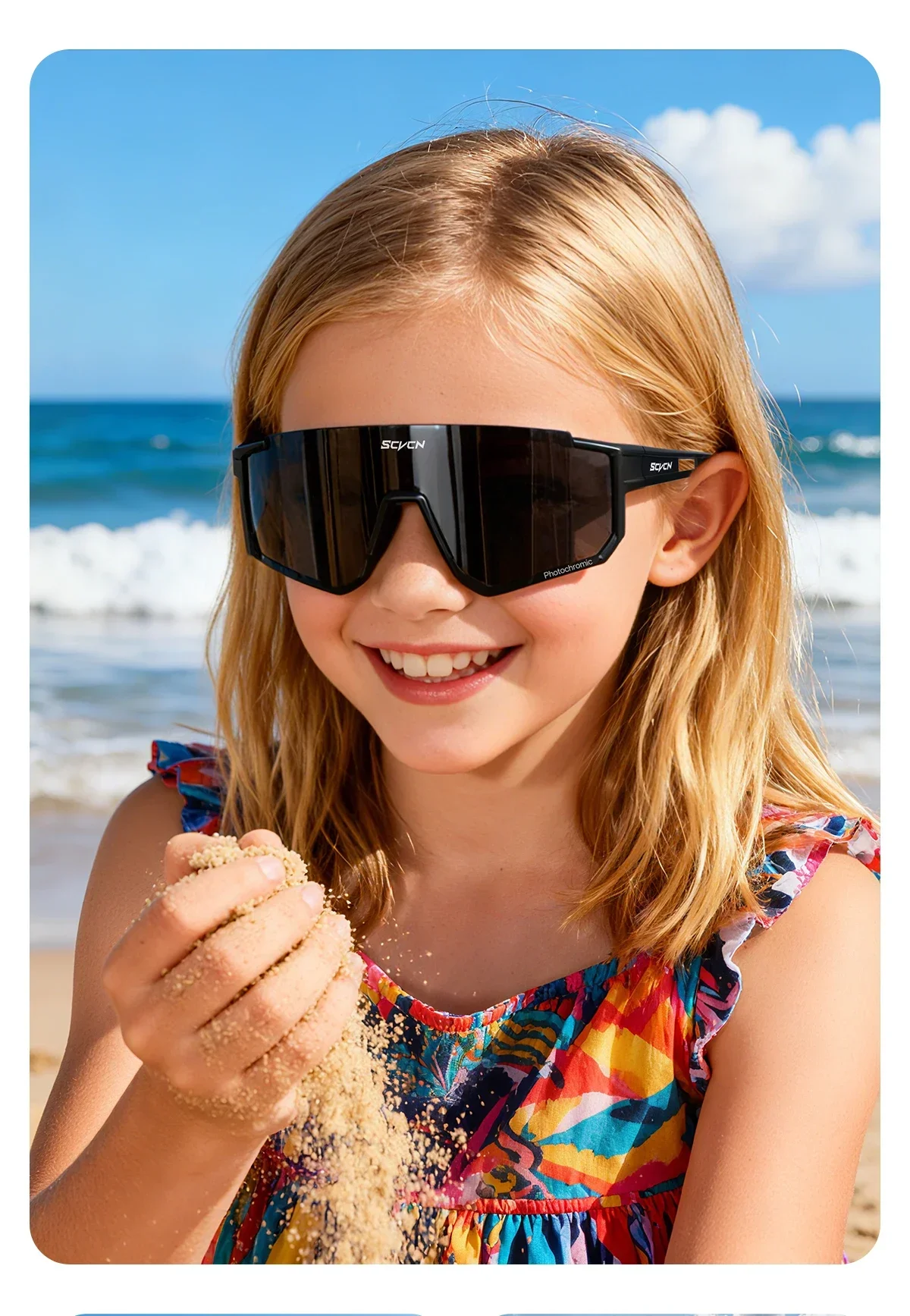 SCVCN Outdoor Kinder Photochrome Sonnenbrille Polarisierte Fahrradbrille Sport UV400 Jungen Baseball-Brille Lauf- und Wanderbrille – Detail 6