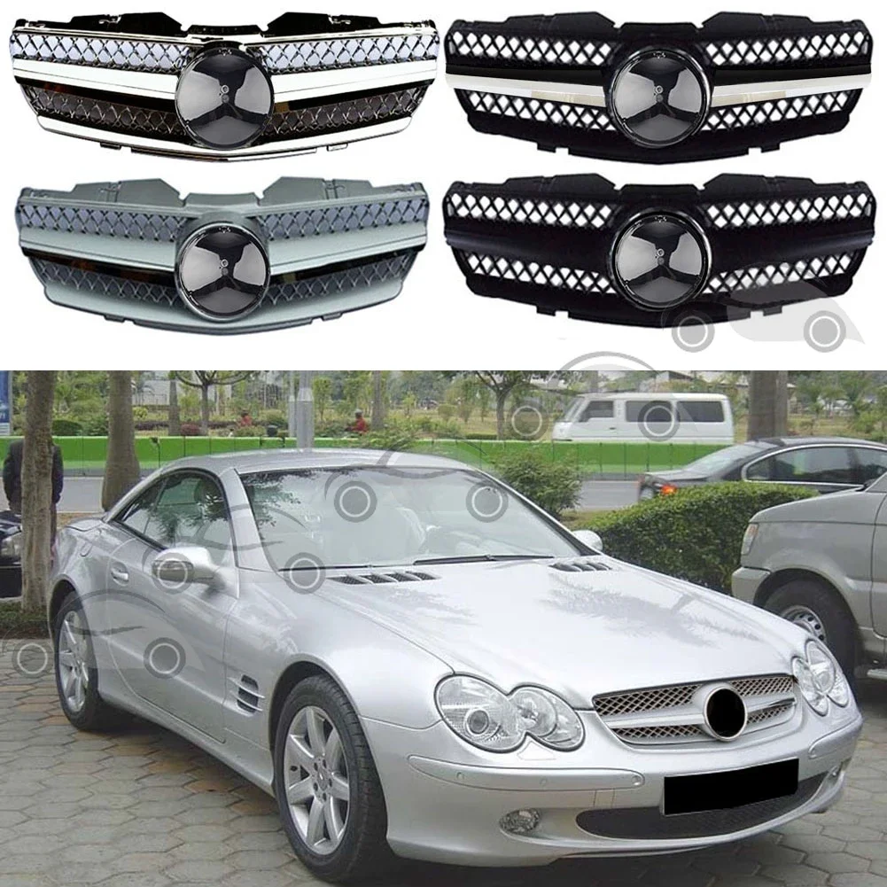 Front Racing Facelift Grilles Upper Grille Cover For Mercedes-Benz SL-Class R230 SL500 SL550 SL600 2003-2006