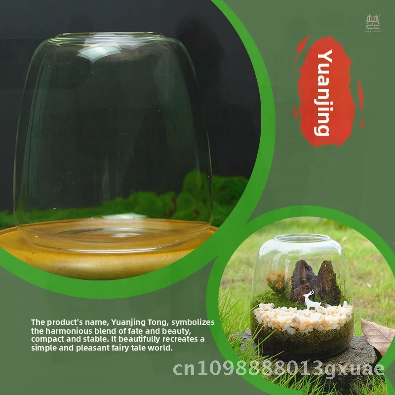 

Ecological Micro Landscape Bottle Fish Tank with Hydroponic Plant Glass Desktop Aquatic Eco System Moss-Included 132x128mm