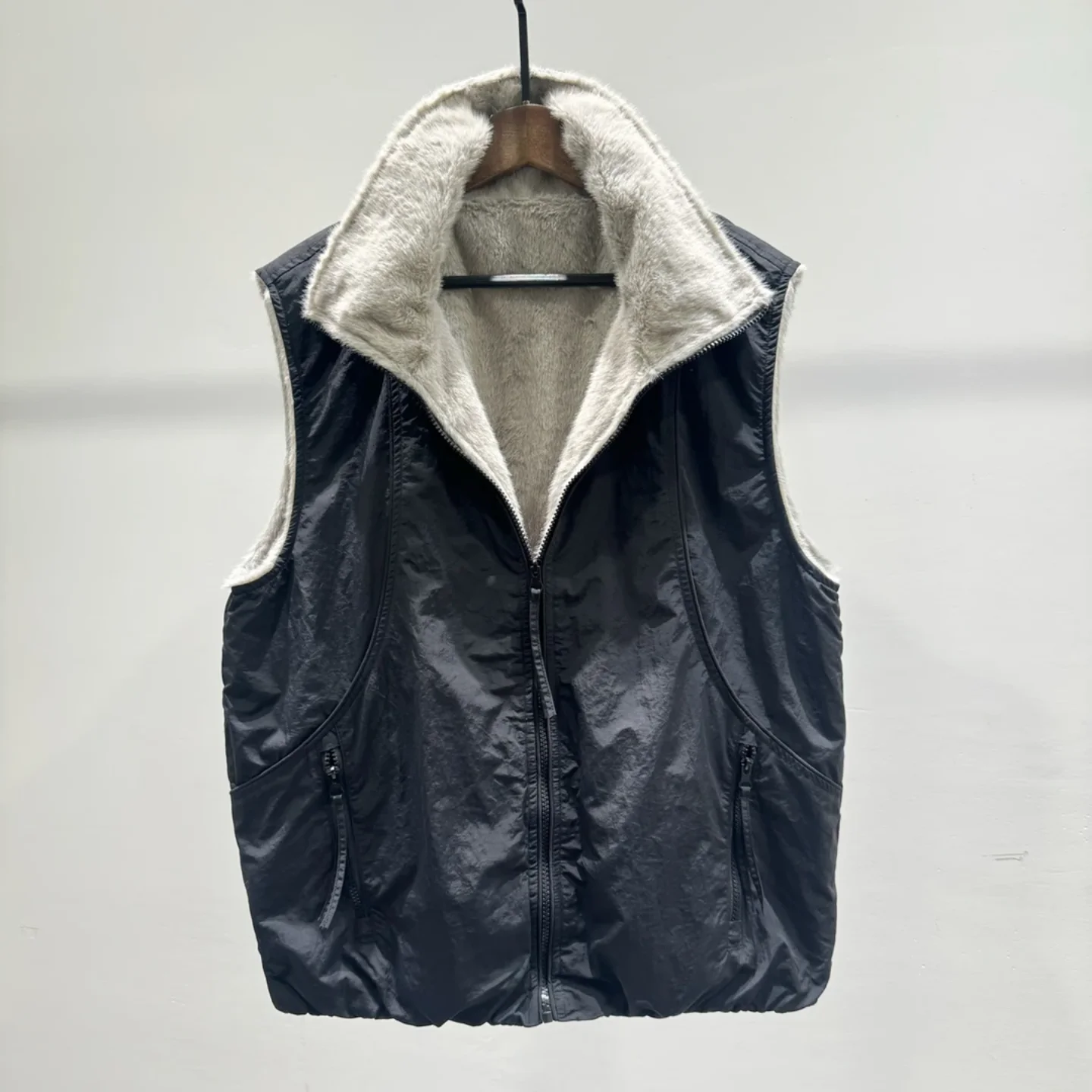 

Модный повседневный теплый жилет на флисовой подкладке с воротником-стойкой, трендовый брендовый мужской зимний жилет INS, высококачественная верхняя одежда