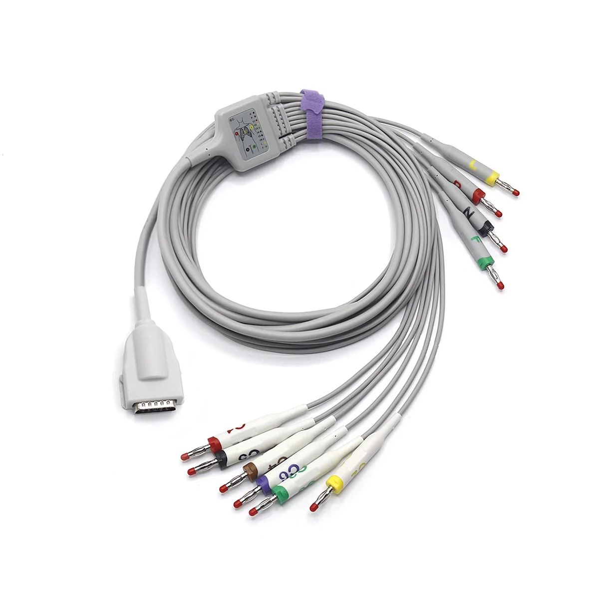 Mortaras Burdicks 012-0844-00 Compatible One-Piece EKG Cable with 10 Leads 4.0mm Banana 3.4m