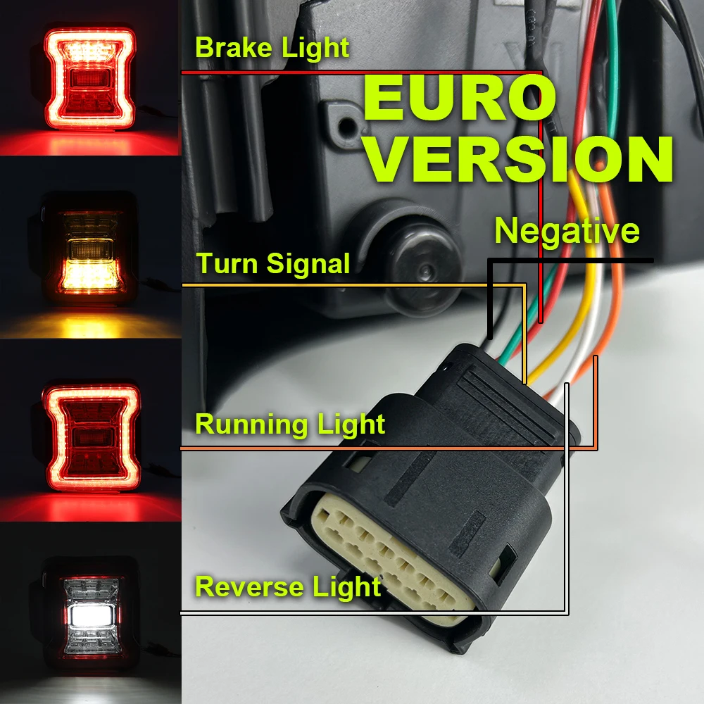 LED Tail Lights for Jeep Wrangler JL 2018-2023 - Brake/Reverse/Daytime Running/Turn Signal Functions