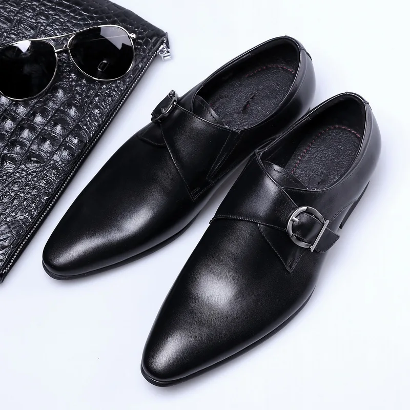 Men\'s Dress Shoes Formal Oxford Shoe for Man Wedding Dress Brand PU Leather Trendy Buckles Big Size Male Business Footwear