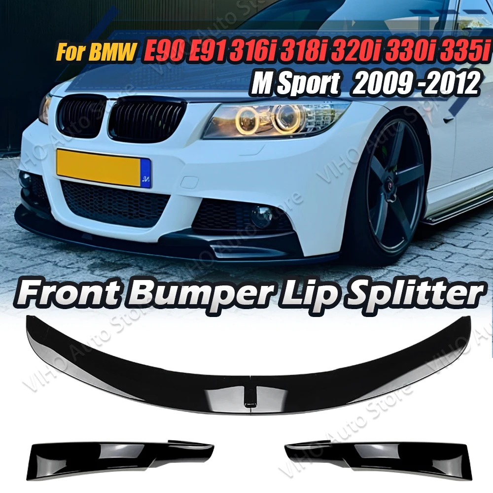 E90 E91 M Sport Car Front Bumper Lip Spoiler Diffuser Splitter For BMW 3 Series Pre-LCI 2009 2010 2011 2012 320i 330i Body Kits