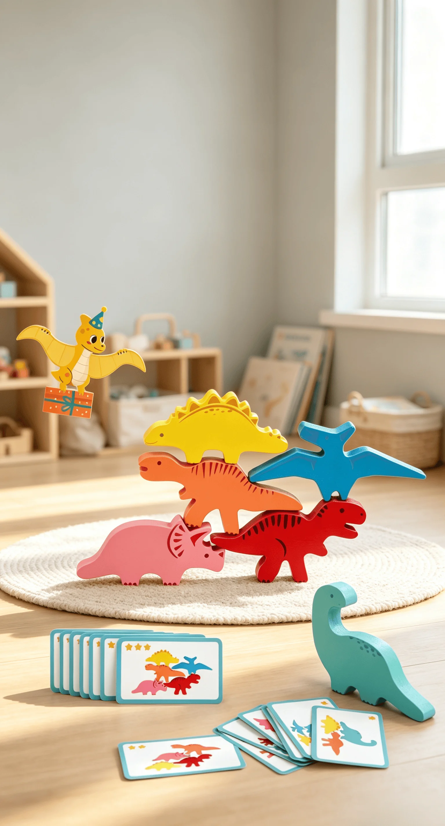 Wooden Dinosaur Stacking Balance Blocks - Children's Educational Toys for Early Childhood Enlightenment Eco-Friendly 3+years