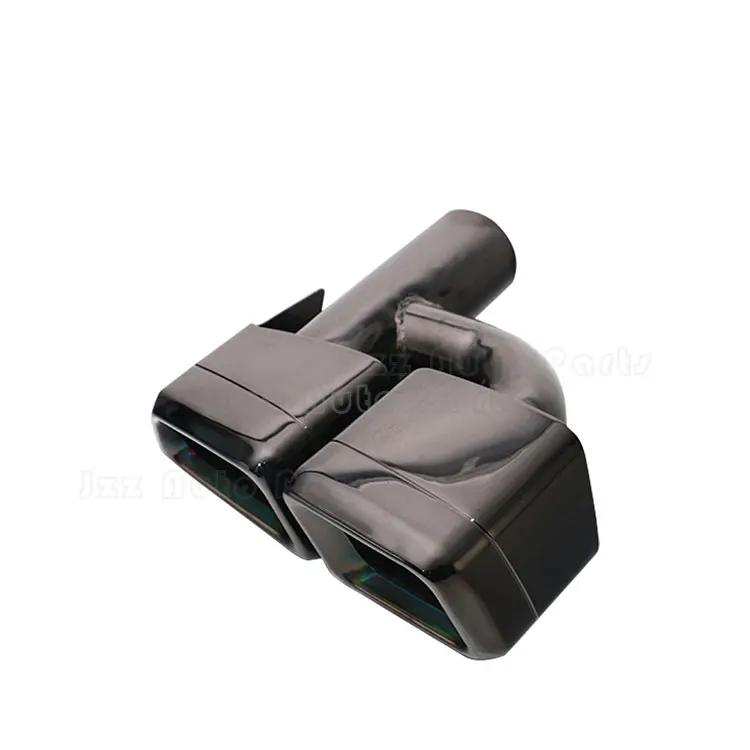 E63 Car Exhaust End Muffler Tailpipe H Shape Twin Square Outlets Throat Pipe 304 Stainless Steel Dual Exhaust Tips-2pcs one set