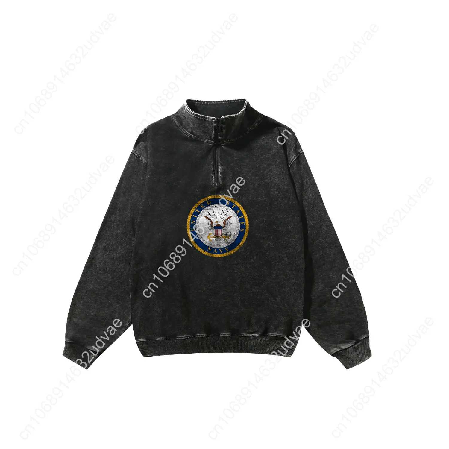 United States Navy Retro Sweatshirt Man Woman Teenager Vintage Pullover Half Zipper Sweat Shirt Custom Made Tops Sleeved Tshirt