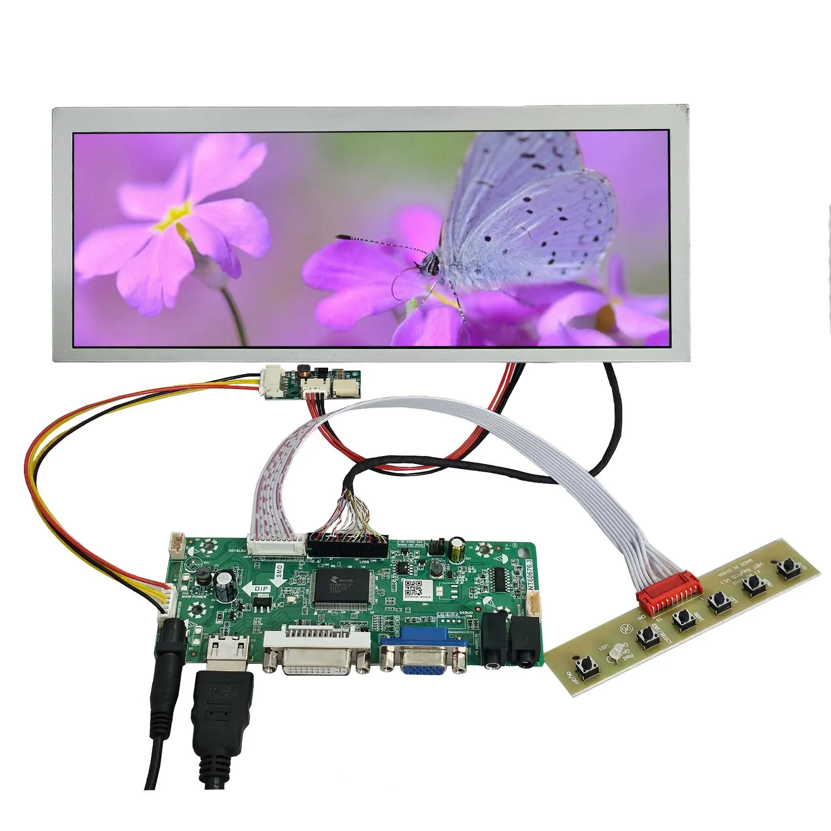 

Outdoor Lcd Shelf Screens 10.3Inch Tm103Xdkp35 1920X720 50Pin Lvds Lcd Display Screen With Hd Dvi Vga Controller Board M.Nt68676