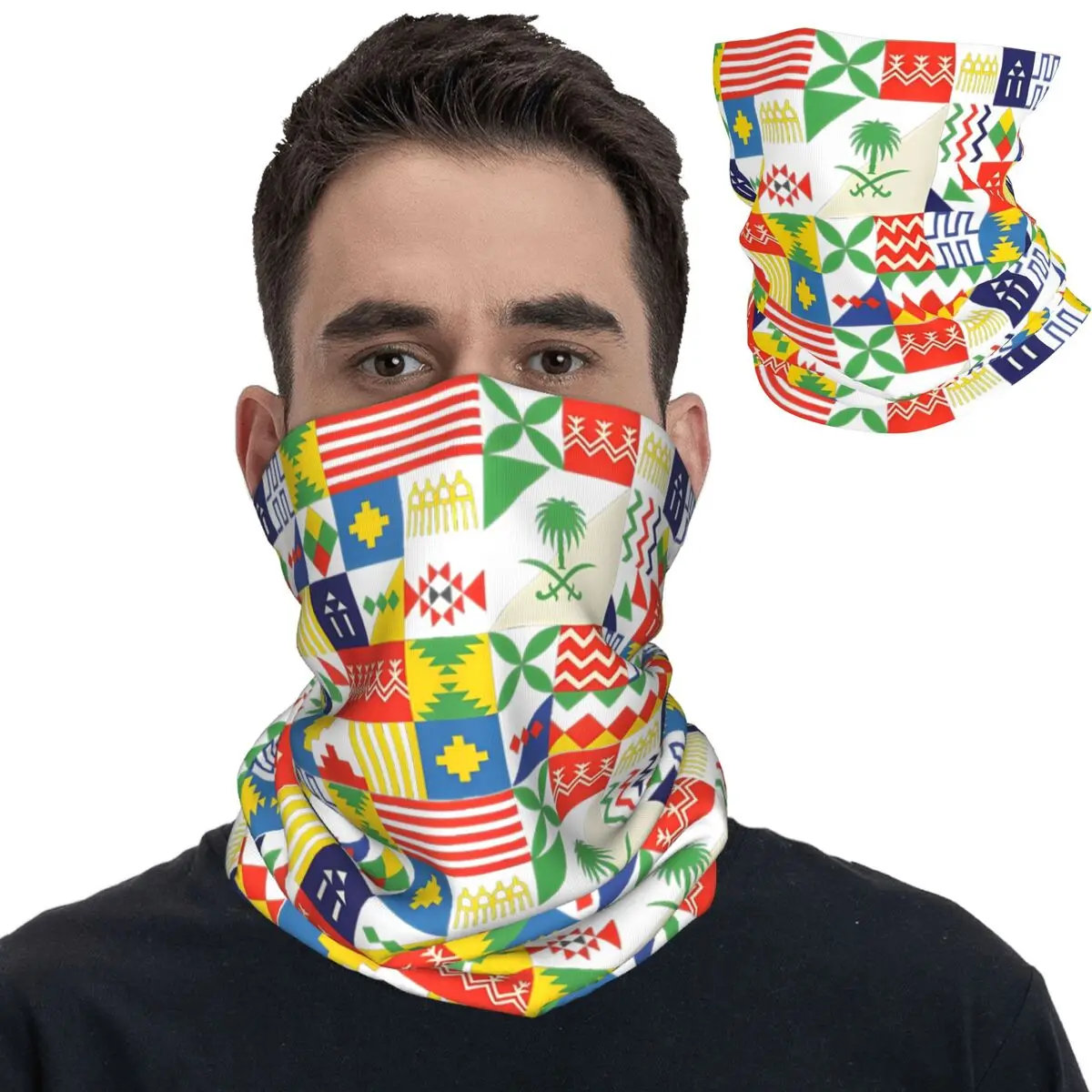 Saudi Arabia National Day Bandana Neck Gaiter Printed Balaclavas Mask Scarf Multifunctional Headband Unisex Adult All Season