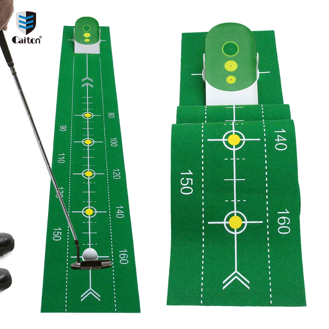 Caiton Golf Putting Mat: Portable Foldable Design, 6 Adjustable Slopes, Realistic Indoor Green with Auto Ball Return