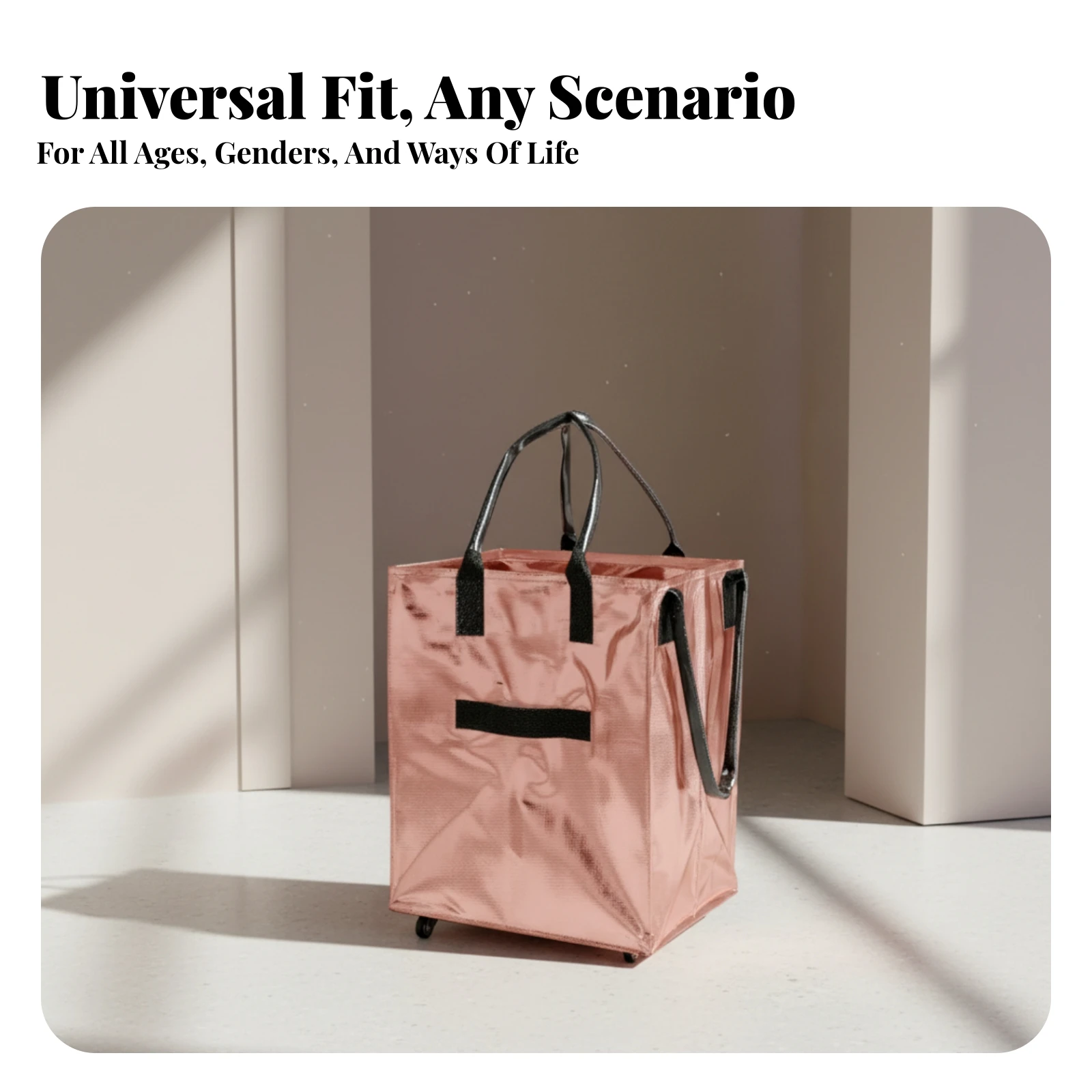 Foldable Wheeled Shopping Bag Reflective Rolling Shopping Bag Wheeled Grocery Tote Upright Utility Tote with Wheels Reinforced